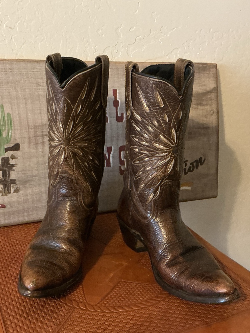 Vintage ACME Brown Leather Western Heeled Boots